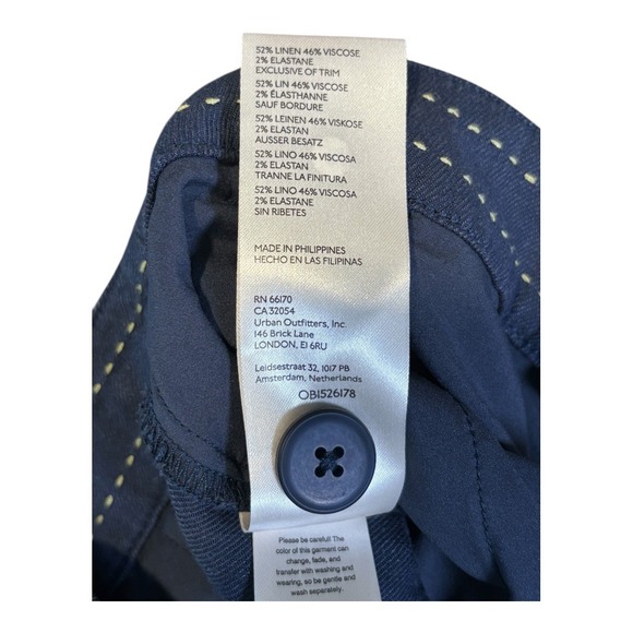 Anthropologie Wide Leg Linen Blend Marin Trousers Women Size 12 Navy Blue NWT - Picture 11 of 11